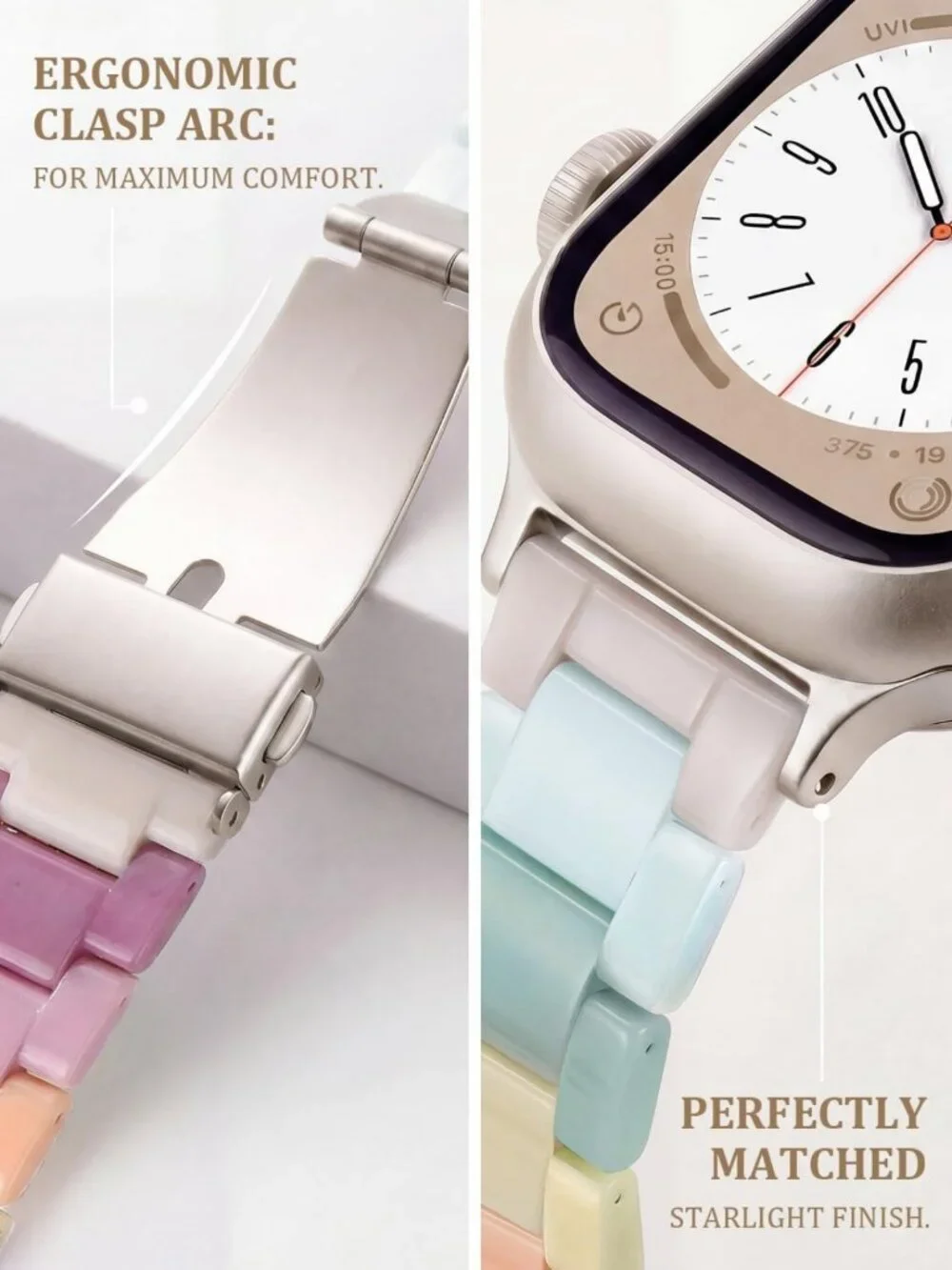 Colorful Resin Apple Watch Band - Lightweight Fashion Strap for 40/41/42mm